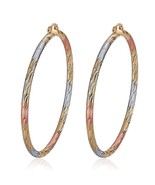 18k Layered Real Gold Filled round bamboo earrings Multi colors - $15.50 CAD