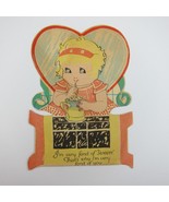 Vintage Valentine Die cut Blonde Girl Sipping on Cream Soda Fond of Swee... - £6.28 GBP