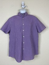 Asos Men Size XL Purple Check Gingham Button Up Shirt Short Sleeve - £4.95 GBP