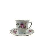 Vintage Tea Coffee Cup &amp; Saucer Pink Rose Flower Gold Trim Jingdezhen - $371.29 MXN