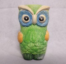 Owl Chalk Ware Vase Tall Planter Green 6.25&quot; Tall - £13.23 GBP