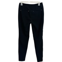 H&amp;M Black Tapered Leg Slacks Trousers Gold Metal Accents Ankle Zipper si... - $14.19