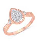 Diamond Promise Engagement Pear Cluster Ring 10k Rose Gold Band - $403.57 CAD