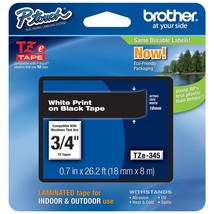 Genuine Brother 3/4&quot; (18Mm) White On Black Tze P-Touch Tape For Brother ... - $42.99