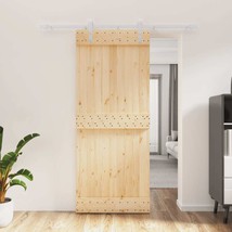 Sliding Door with Hardware Set 85x210 cm Solid Wood Pine - £122.93 GBP