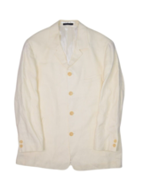 Cavelli Jacket Mens 42R Off White Linen Blazer Car Coat Lightweight Vintage - $43.39