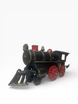 Cast Iron Train Locomotive Movable Black/Red/Gold Collectible Heavyweigh... - $29.67