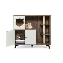 Cat Litter Box Enclosure with 3 Sisal Scratching Posts for Indoor Cats-Natural - - $258.48 CAD