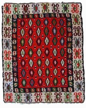 Handmade vintage Turkish Sharkoy kilim 4.9&#39; x 6.2&#39; (150cm x 192cm) 1950s - £1,399.62 GBP