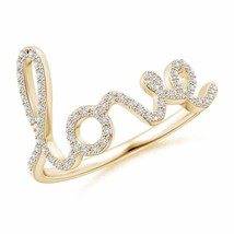 Authenticity Guarantee 
ANGARA Natural Round Diamond Cursive &quot;LOVE&quot; Ring in 1... - £456.73 GBP