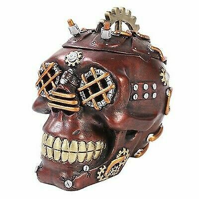 Mad Max Style Steampunk Cool Punk Gearwork Rock Skull Jewelry Box Figurine - $27.99