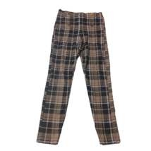 ZARA GIRLS Size 7 Brown Plaid Stretchy Pants with Gold Colored Buttons - $7.92