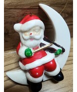 Vtg Bone China Santa Sitting on Crescent Moon Playing Violin Christmas O... - $168.29 MXN
