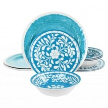 Elama Telly 12 Piece Melamine Dinnerware Set in Teal - $50.98