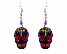 Day of the Dead Sugar Skull Holiday Graphic Dangle Earrings - Womens Fashion Han - £9.53 GBP+