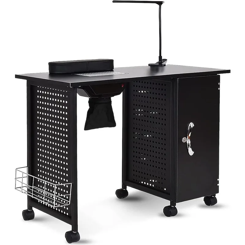Manicure Table Pro Mobile Nail Tables Station Steel Frame Salon Spa Table Nail - £220.50 GBP