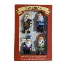Leisure Arts Hand Painted 4 Resin 2x2.5 Gnome Miniatures Whimsical Figur... - $17.65