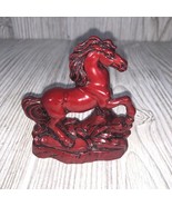 Vintage Chinese Red Cast Resin Wild Horse Galloping Sculpture Feng Shui ... - $477.12 MXN