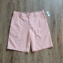 IZOD New Flat Front 10&quot; Inseam Shorts ~ Sz 36 ~ Orange &amp; White Stripes - $22.49