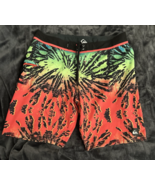QUIKSILVER Men&#39;s Board Shorts Size 36 Elastane Orange Multi Color Drawst... - €28,04 EUR