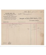 Salem Nail Co. 1902 Sales Receipt ~ 279 Pearl St Near Fulton Street N.Y. - $24.99