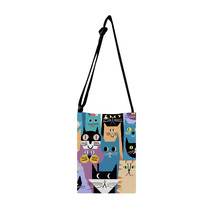 Cute Floral Cat Print Shoulder Bag Mini Small Tote Women Lady Casual Crossbody B - £13.77 GBP