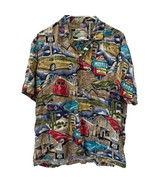 Paradise Found Hawaiian Shirt Mens M Corvette Route 66 Short Sleeve - £31.16 GBP