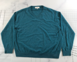 Turnbury Sweater Mens Extra Large Teal Blue Long Sleeve Merino Wool V Neck - $23.12