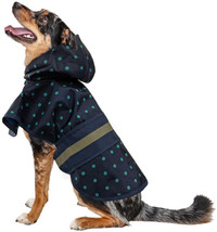 Navy Polka Dot Dog Raincoat with Reflective Taping &amp; Leash Hole - £9.35 GBP+