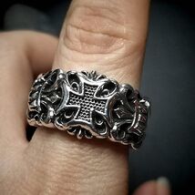 Vintage Skull Cross Ring: Thai S925 Sterling Silver Adjustable Band SL225 - $119.23