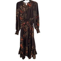 H&amp;M Brown Floral Feminine Dress Size 2 - £23.33 GBP