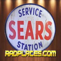 Sears Service Station Vintage Retro Aluminum Metal Sign 12&quot; Round - £15.51 GBP