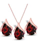 Galaxy Gold GG 14k 22&quot; Rose Gold Teardrop Garnet with Diamond Accent Nec... - $10,912.36 MXN