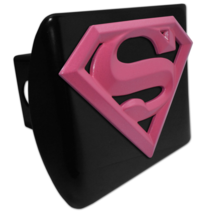 supergirl pink and black metal trailer hitch cover usa made - £62.75 GBP