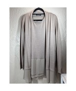 Nic + Zoe Long Silk Blend Cardigan &amp; Tank Two-Piece Set Tan Womens Size XL - $1,118.61 MXN