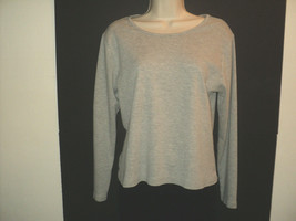 Delicates Sleepwear or Casual Top Size L Gray Long Sleeves Scoop Neck - £7.99 GBP