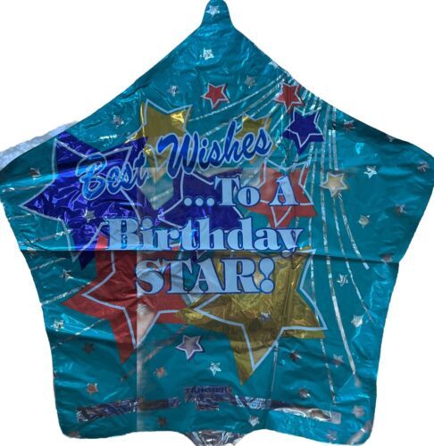 Triumph Balloon Mylar Best Wishes... to a Birthday Star Shape 18&quot; Vintag... - $5.92