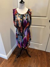 NWOT ALI RO Silk and Spandex Blend Brush Stroke Multicolor Sleeveless Dress SZ 8 - £77.66 GBP