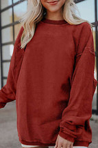 Racing Red Ribbed Corduroy Oversized Sweatshirt - $23.99