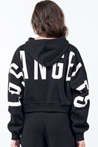 American Bazi Letter Graphic Long Sleeve Drawstring Cropped Hoodie - €37,66 EUR