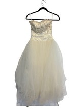 Vtg Jessica Mcclintock For Gunne Sax 80s Cream Gold Ball Gown Wedding Dress 3/4 - £63.53 GBP