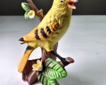 Vintage Yellow Orange Black Porcelain Bird Statue Perched On Branch Déco... - $20.00