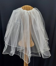 72&quot; Wide Tiered Shoulder Length Bridal Veil w/ Embroidered Finished Edge... - $12.97