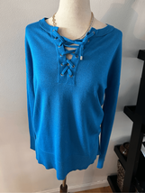 Sacks firth avenue blue long sleeve shirt size xs silk and cashmere - $34.65