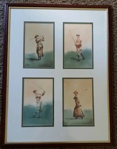 Four (4) Vintage Picture ~ Golf Prints ~ Matted ~ 20 x 26&quot; ~ Wood Frame - £35.58 GBP