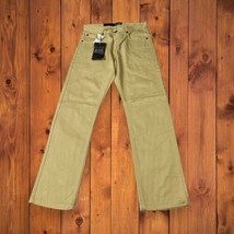 NWT Mens 32x33 Ramie/Cotton Khaki Straight Leg Denim Ask Jeans Y2K - £15.74 GBP