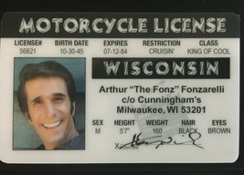 The Fonz MAGNET Fonzie Happy Days Novelty Motorcycle License TV Drivers ID - $9.89