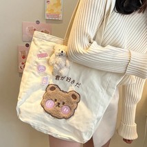   Bag Women Canvas Large Capacity Cute Shopper Bags Girls Ins Fashion Casual Boo - £123.08 GBP