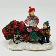 Vintage Xmas Holiday Figurine Village Mother and Child w/ Flower Wagon Rite Aid - £9.98 GBP