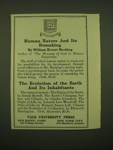 1918 Yale University Press Ad - Human Nature and its remaking - W. hocking - £14.78 GBP